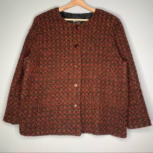 Vintage Tweed Carpet Blazer Jacket Button Plus 2X